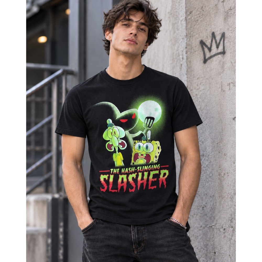 SpongeBob SquarePants Hash Slinging Slasher Tee S NWT Halloween Y2K